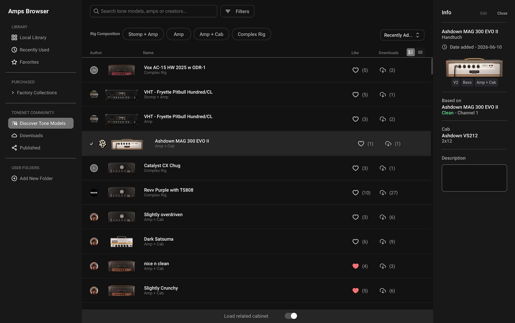 TONEX plugin interface
