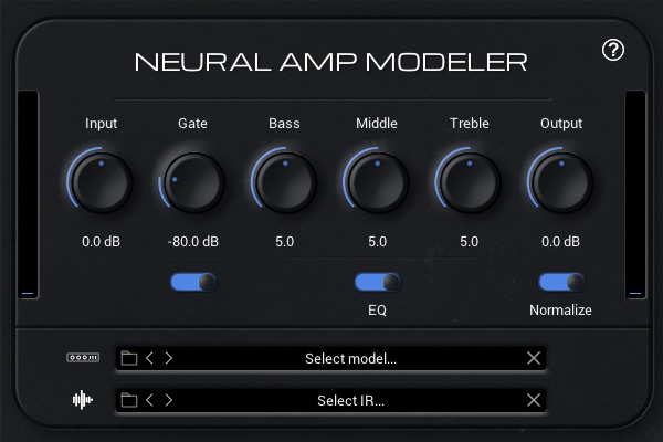 Neural Amp Modeler plugin interface